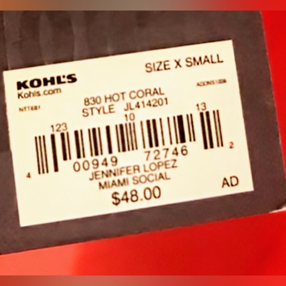 Jennifer Lopez, NWT, Hot Coral, Semi-Sheer, Ruffle Front Blouse, Size XS - Picture 13 of 13